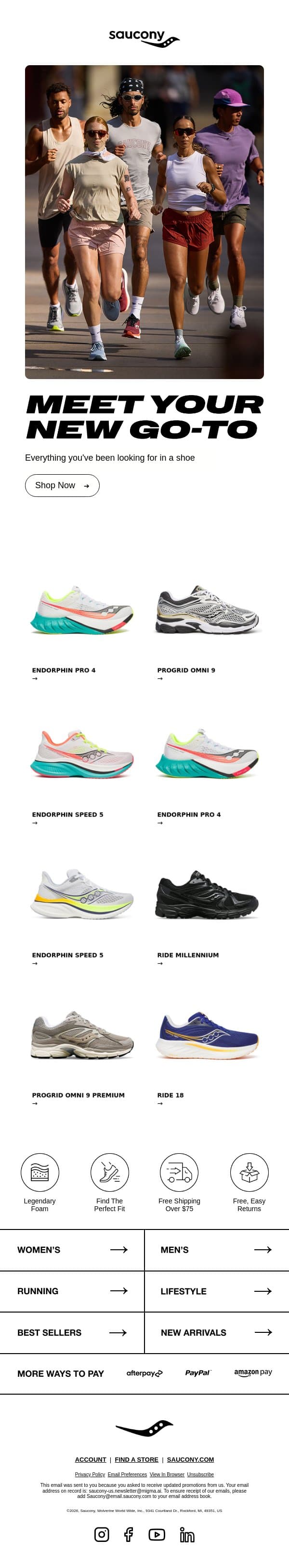 Meet your Personalized Saucony Lineup email from Saucony screenshot