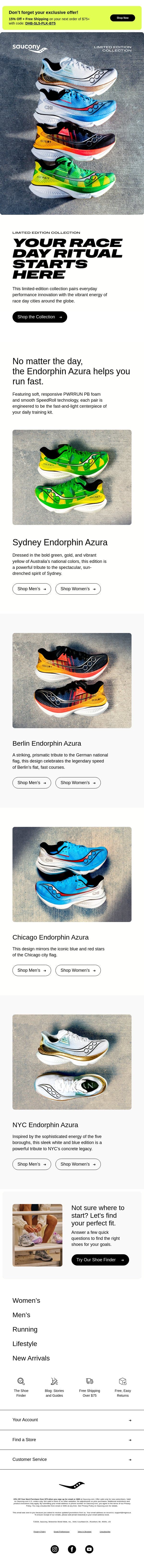 Inspired by the World’s Biggest Races email from Saucony screenshot