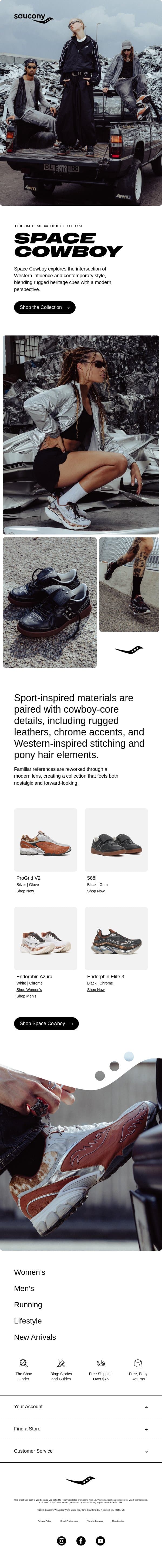 All-new Space Cowboy has landed email from Saucony screenshot