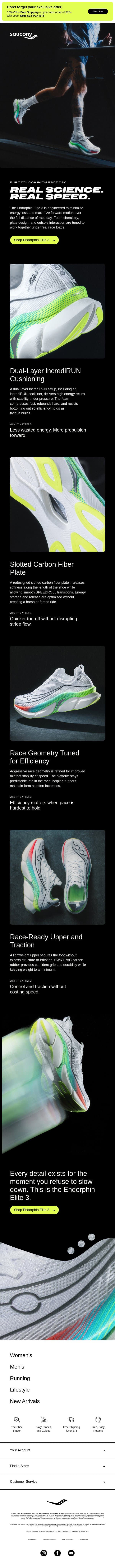 Under the Hood: Endorphin Elite 3 email from Saucony screenshot