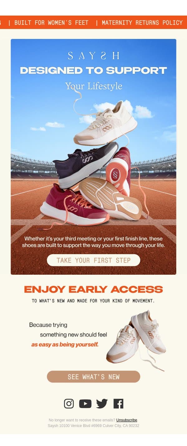 The First Step Is Yours email from Saysh screenshot