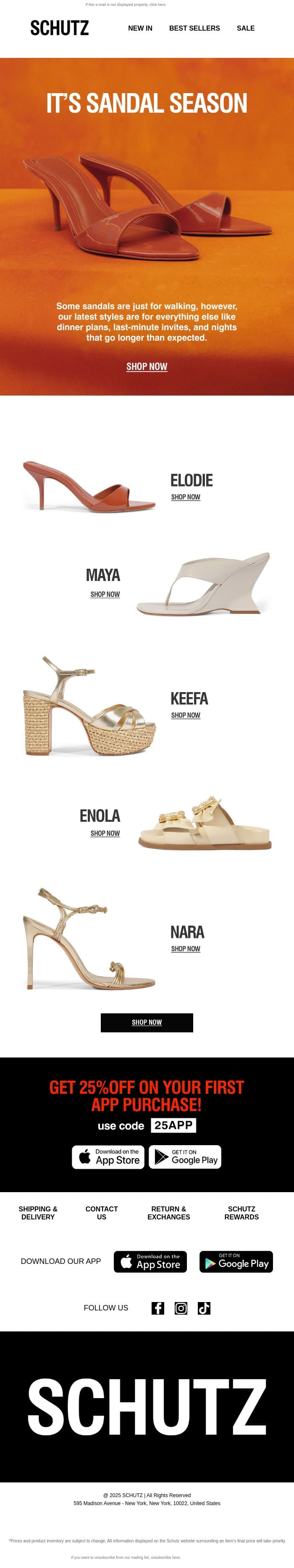 It’s Sandal Season email from Schutz screenshot