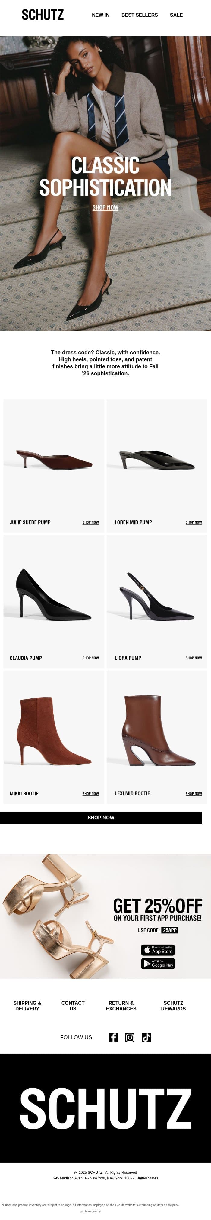 Classics Worth Dressing Up For email from Schutz screenshot