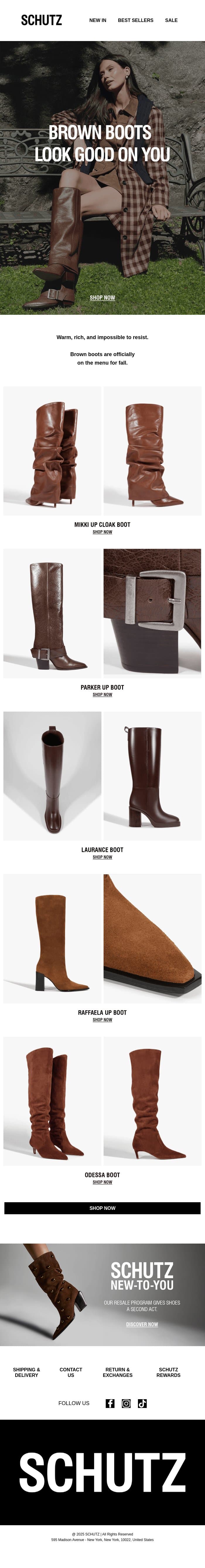 It’s Brown Boot Season! email from Schutz screenshot
