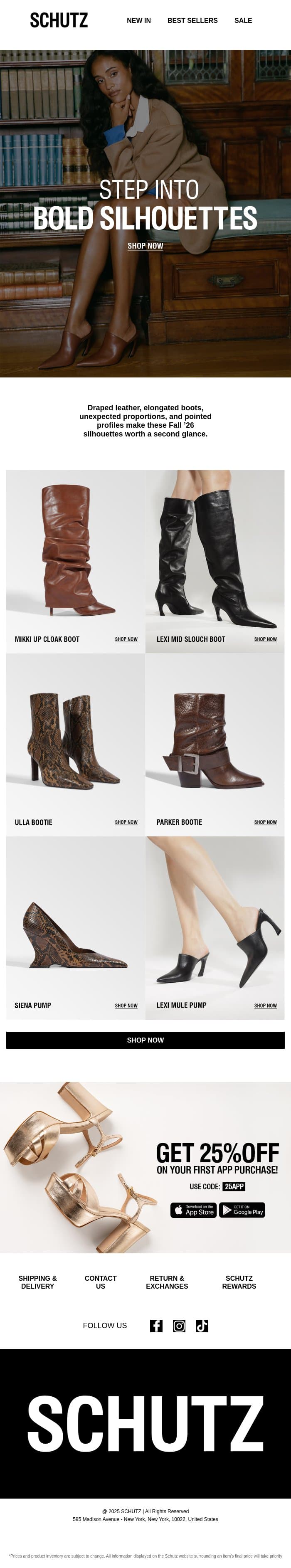 Bold Silhouettes For Fall email from Schutz screenshot
