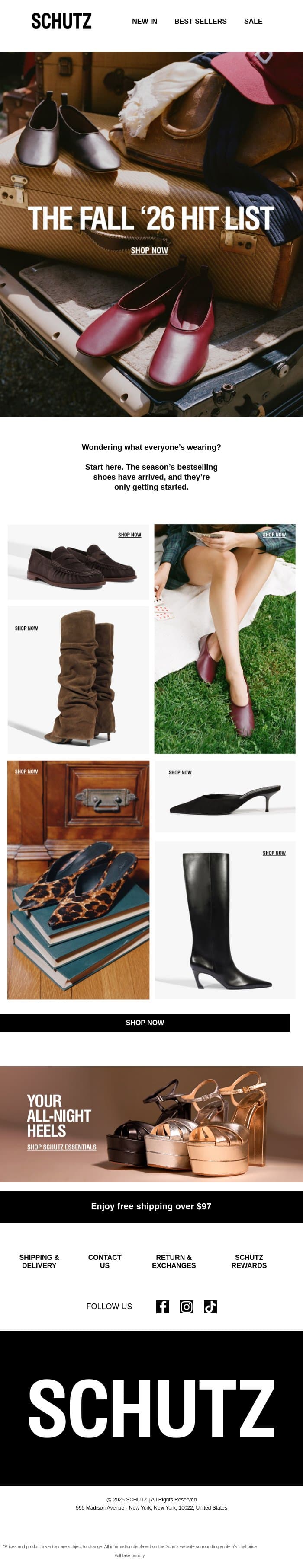 The Fall ‘26 Hit List email from Schutz screenshot
