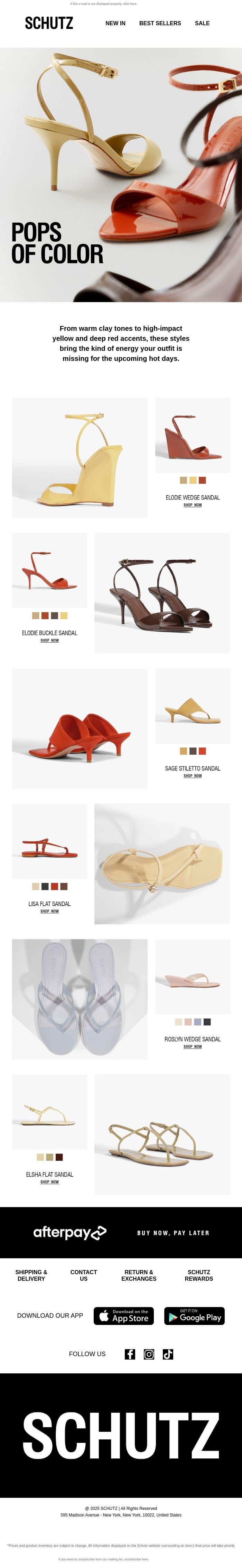 Pops Of Color email from Schutz screenshot