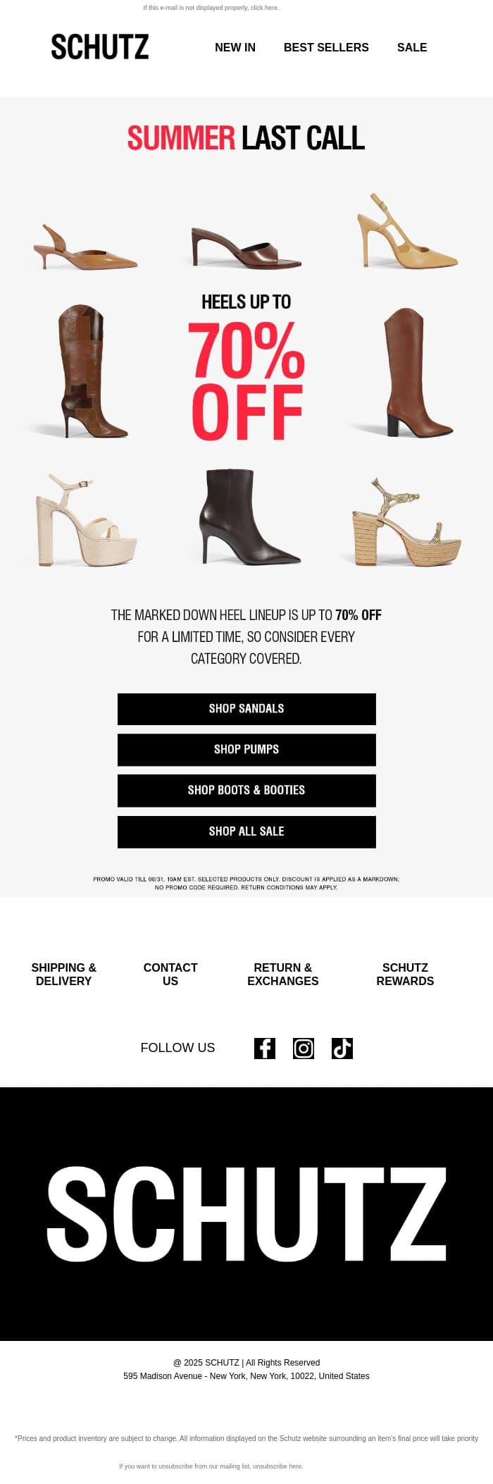 Up To 70% OFF Icons email from Schutz screenshot