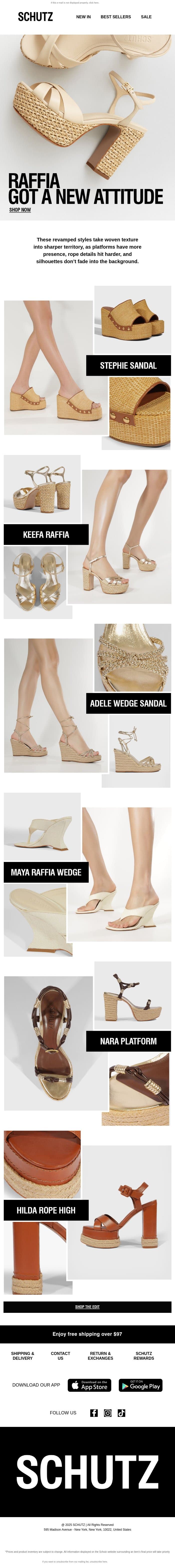 Refreshed Raffia Styles email from Schutz screenshot