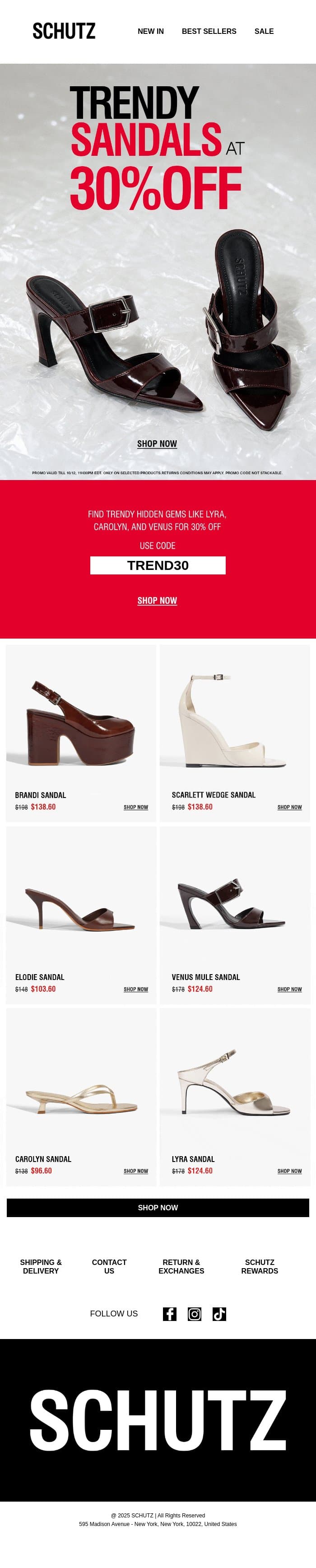 30% OFF Our Best-Kept Secrets email from Schutz screenshot