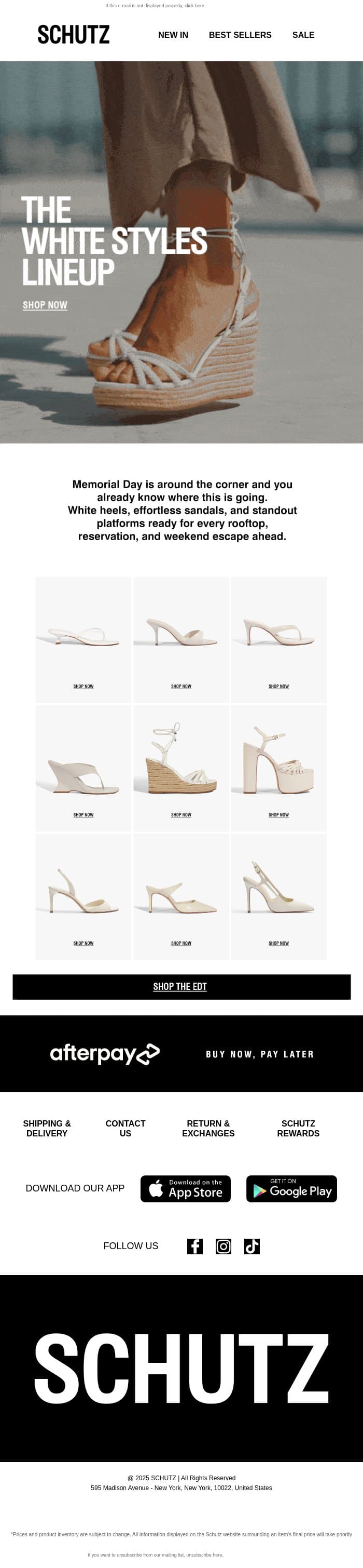 Your White Shoe Rotation email from Schutz screenshot