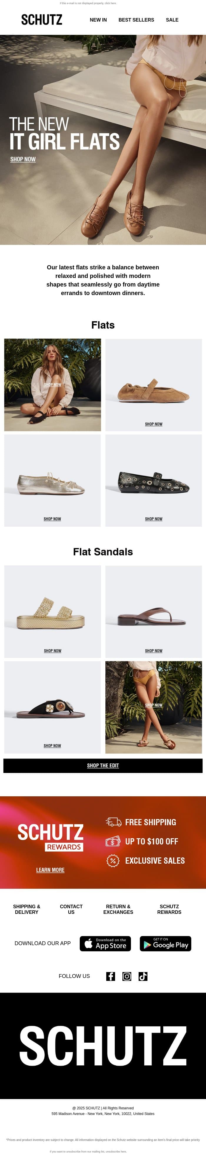 The New It Girl Flats email from Schutz screenshot