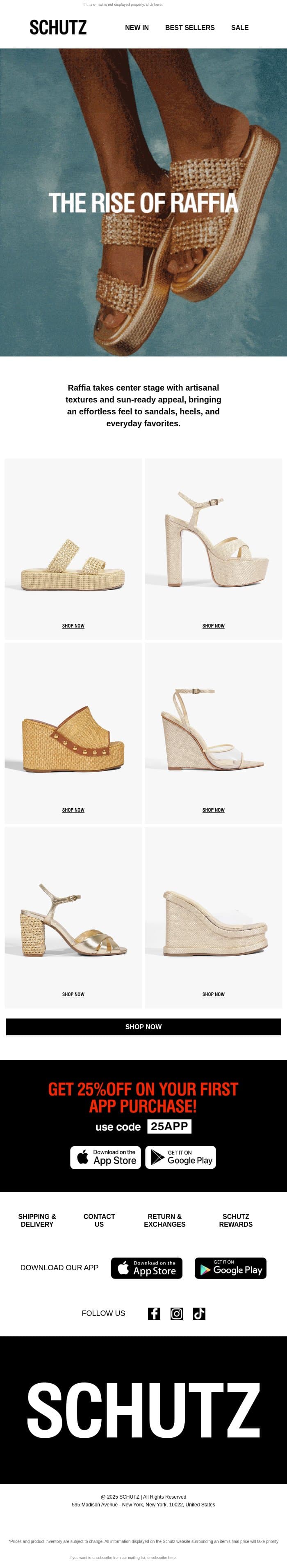 The Rise Of Raffia email from Schutz screenshot