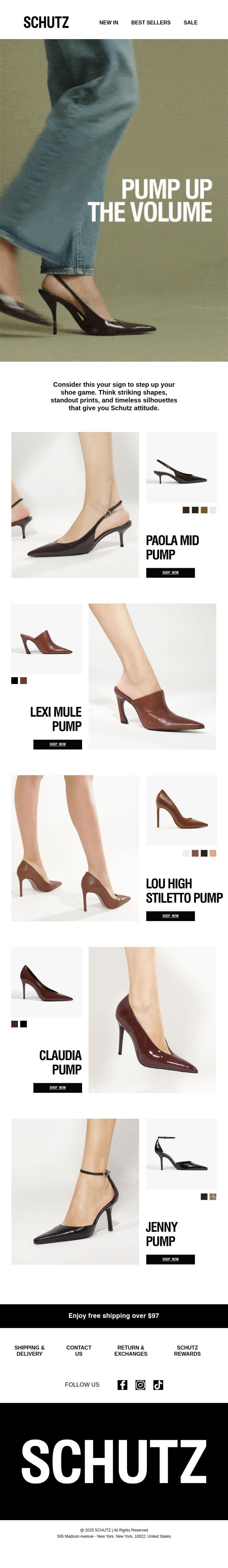 Head Turning Pump Styles email from Schutz screenshot