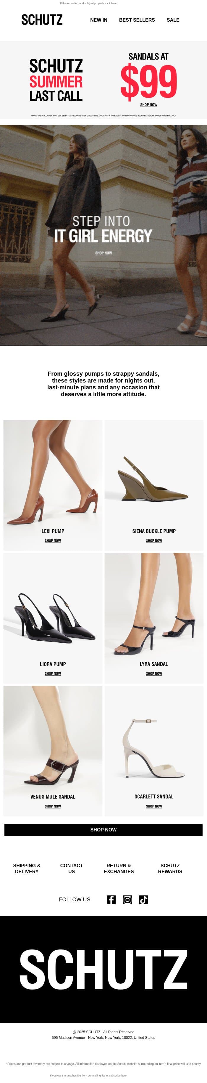 It Girl Approved Styles email from Schutz screenshot