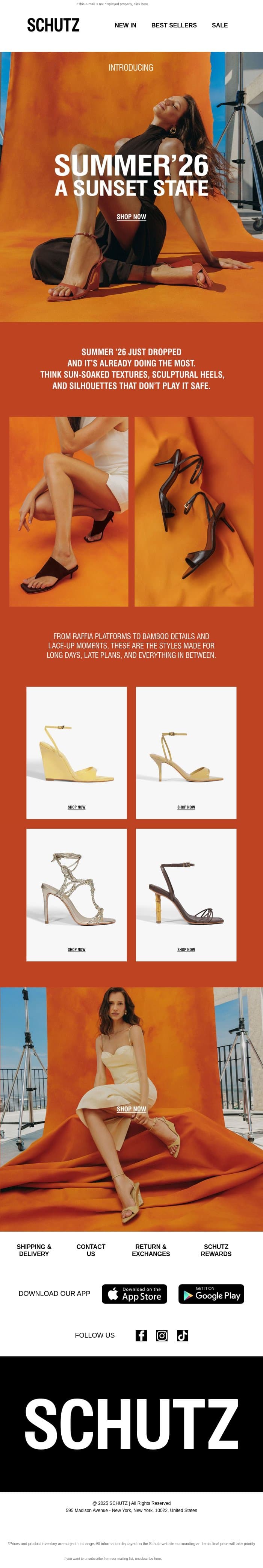 Introducing Summer ‘26 email from Schutz screenshot