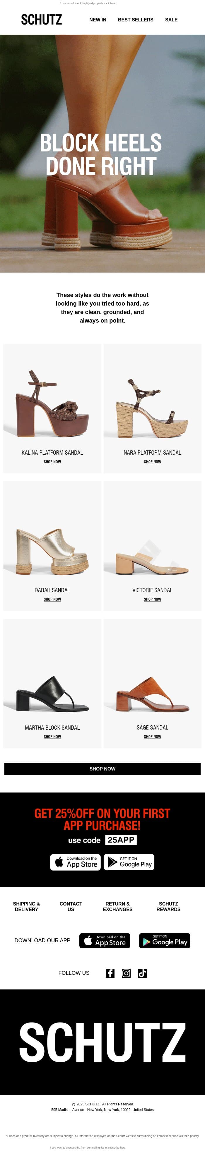 Not Your Basic Block Heels email from Schutz screenshot