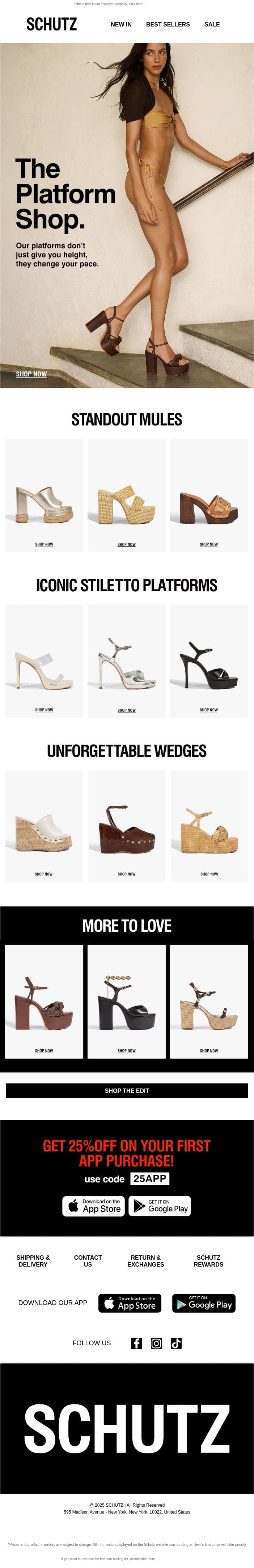 The Platform Shop email from Schutz screenshot