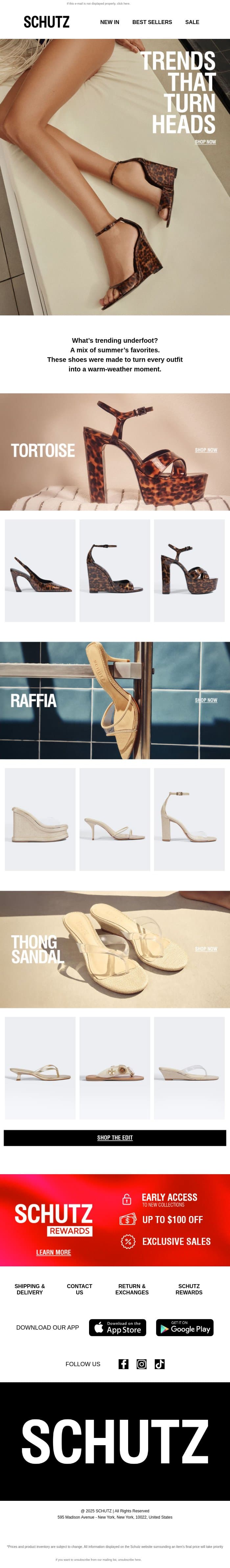 The trendiest styles right now email from Schutz screenshot