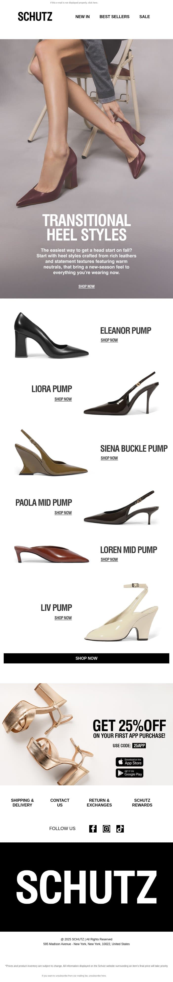 The Transitional Heels Edit email from Schutz screenshot