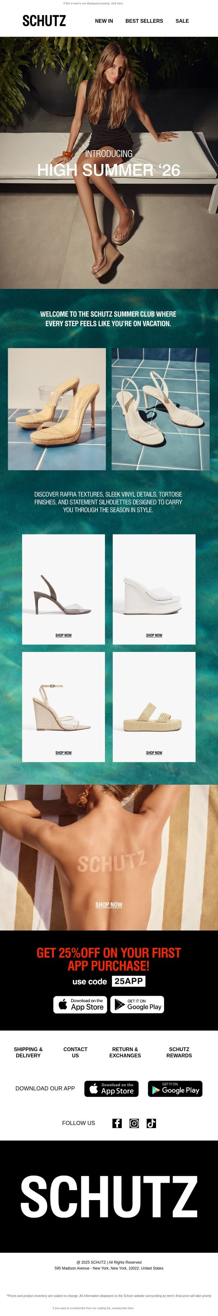 Introducing High Summer ‘26 email from Schutz screenshot
