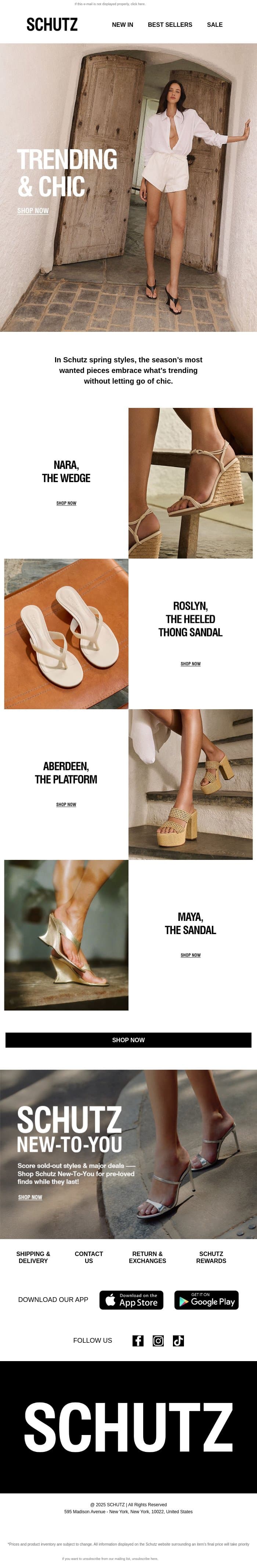 Where Trend Meets Chic email from Schutz screenshot