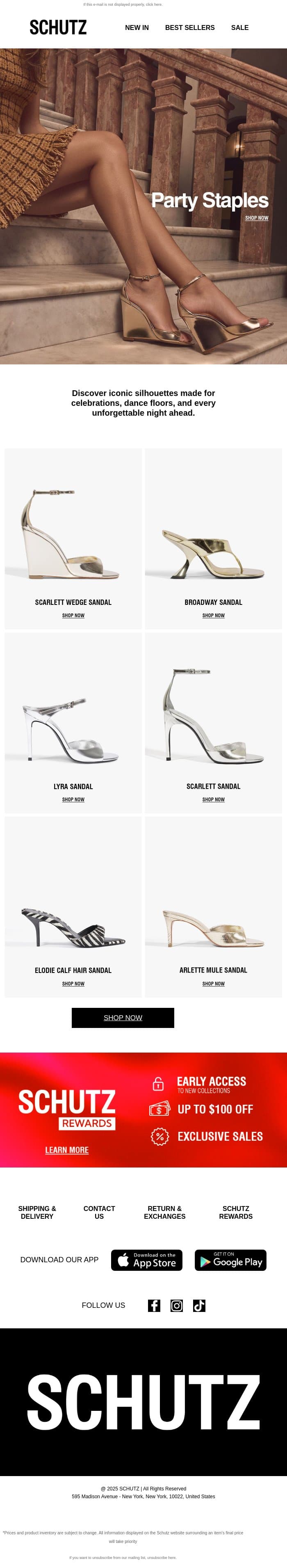 Party Staples email from Schutz screenshot