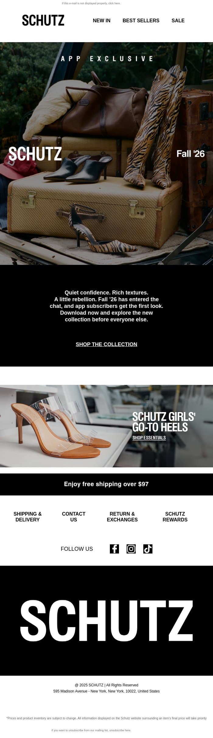 Early Access to Fall ‘26 email from Schutz screenshot
