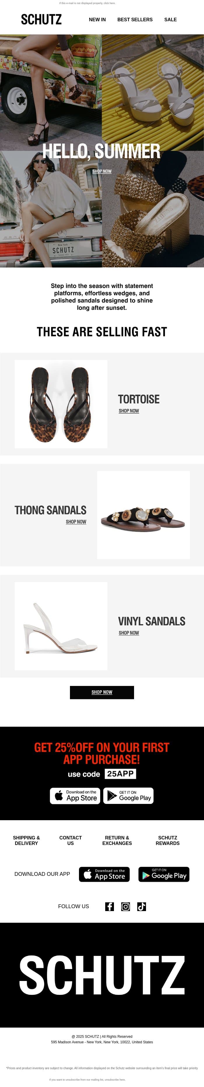 Summer Has Entered the Chat email from Schutz screenshot