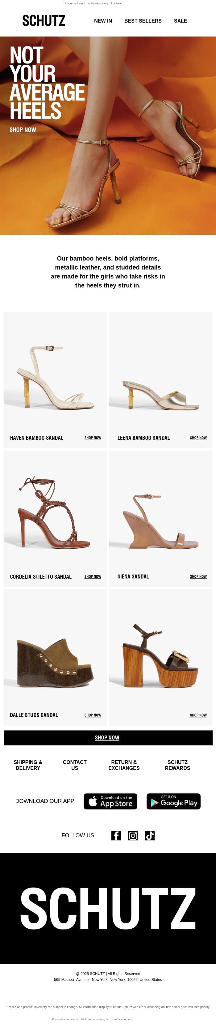 Not Your Average Heels email from Schutz screenshot