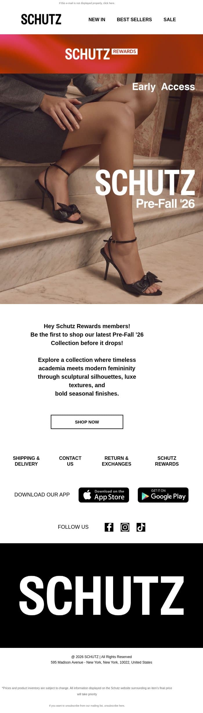 VIP Early Access! email from Schutz screenshot