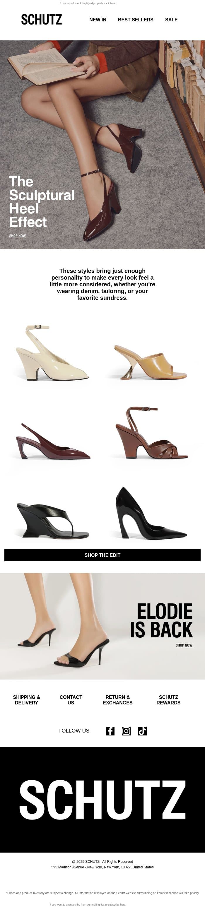 The Sculptural Heel Effect email from Schutz screenshot