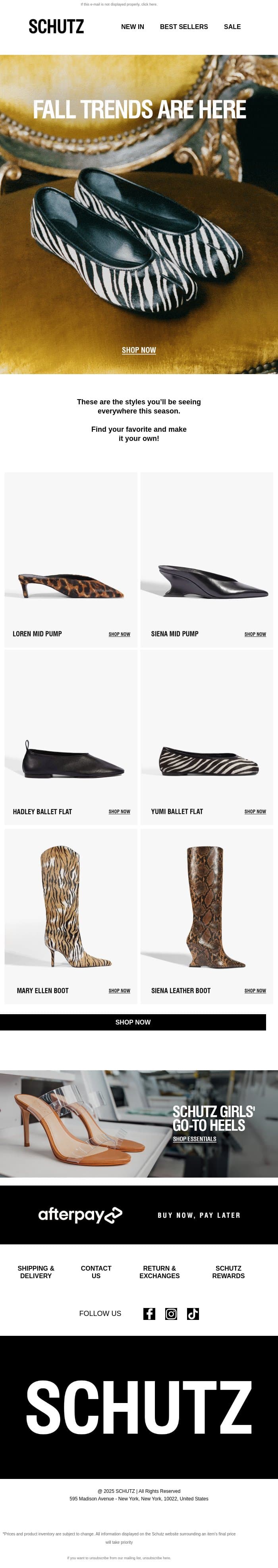 Fall Trends Are Here! email from Schutz screenshot
