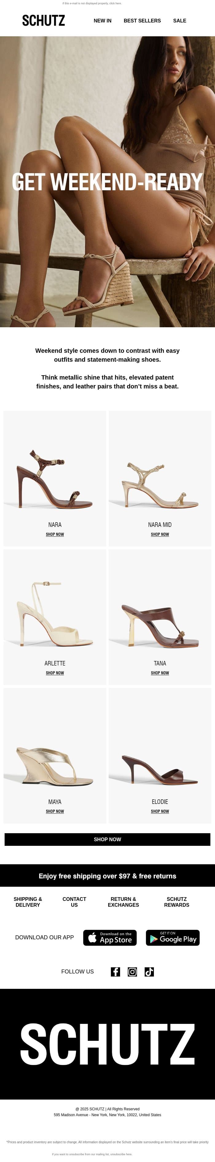 Spring Weekend Styles email from Schutz screenshot