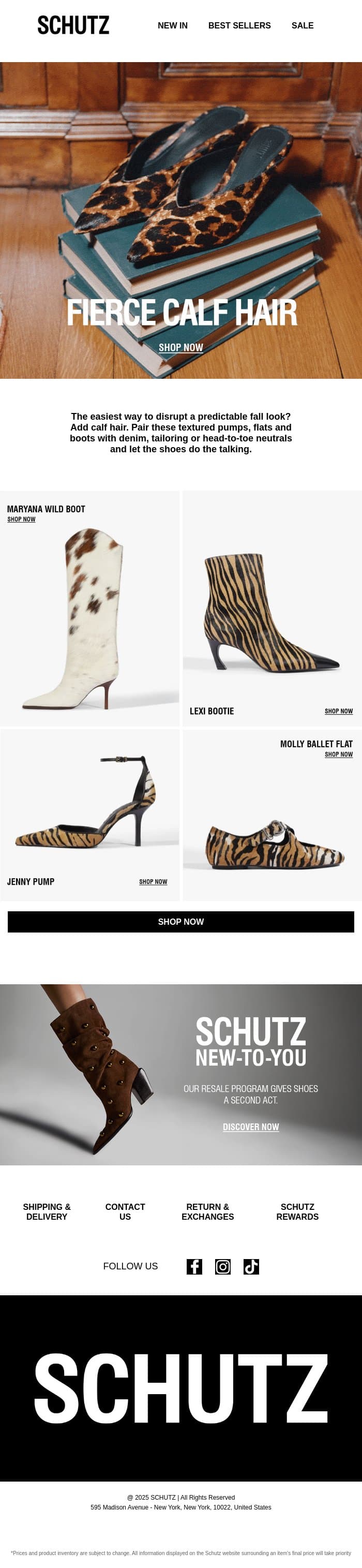Fierce Calf Hair Styles email from Schutz screenshot