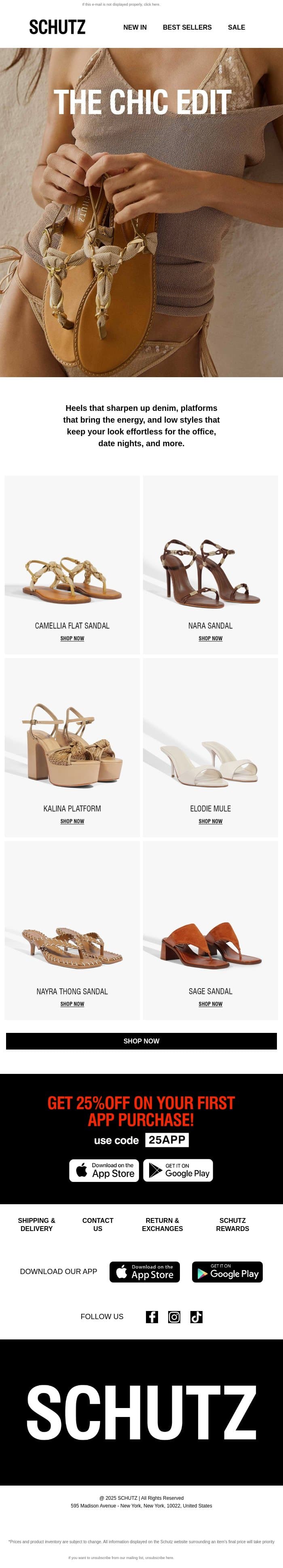 The Chic Edit email from Schutz screenshot