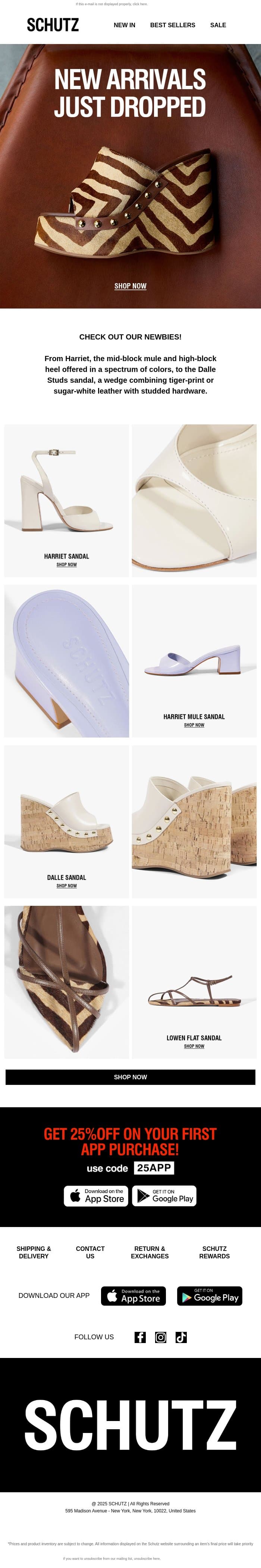 We’ve Got New Arrivals email from Schutz screenshot