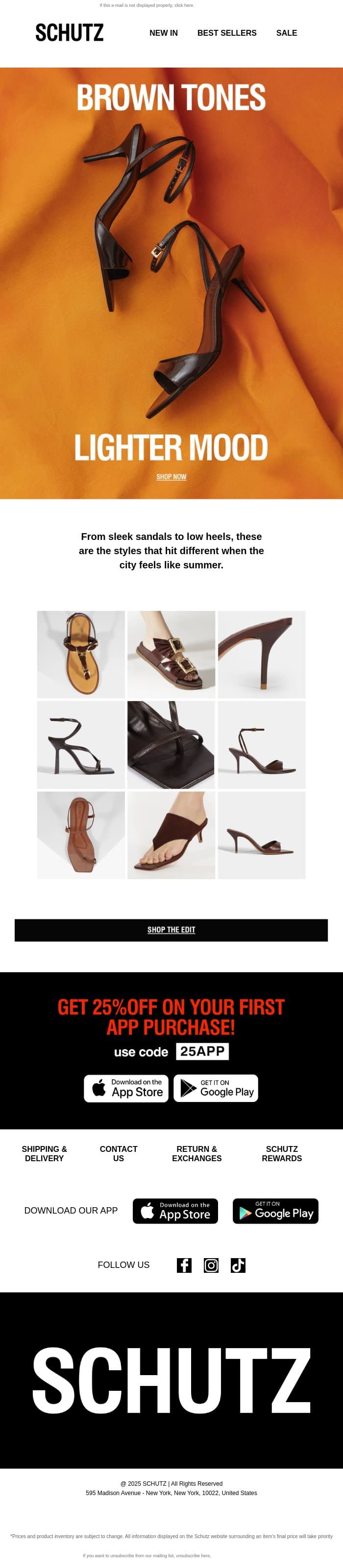 Brown Styles Are Taking Over email from Schutz screenshot