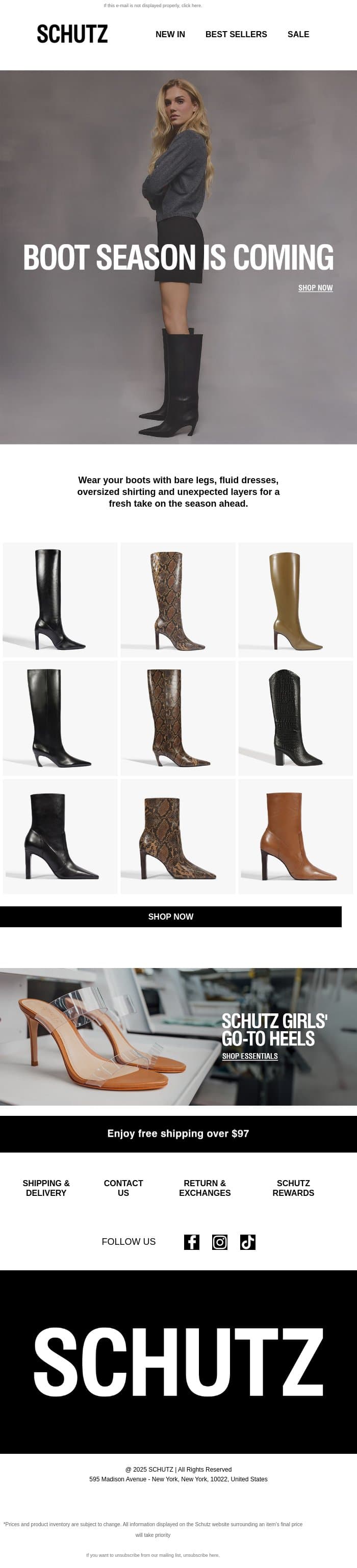 Boot Season Is Almost Here email from Schutz screenshot