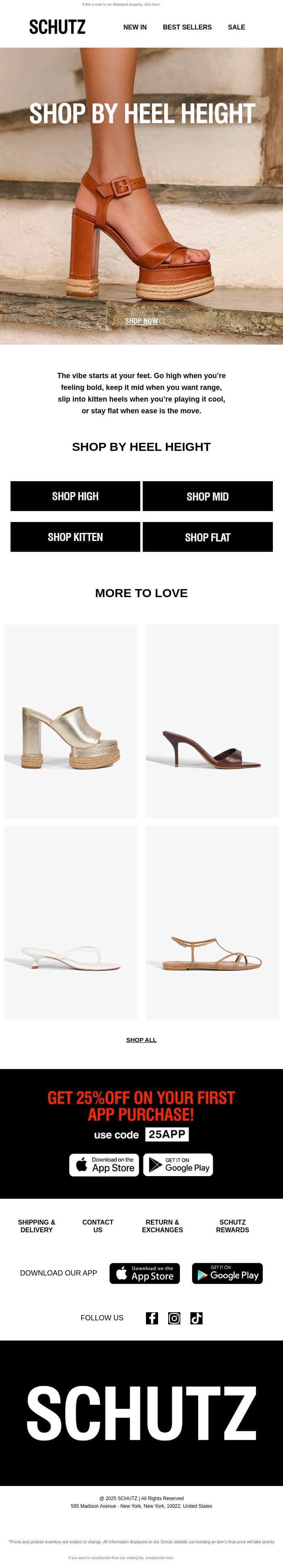Shop By Heel Height email from Schutz screenshot