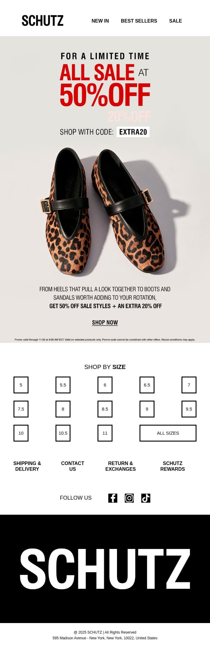 Sale Alert: 50% Off ALL Markdowns email from Schutz screenshot