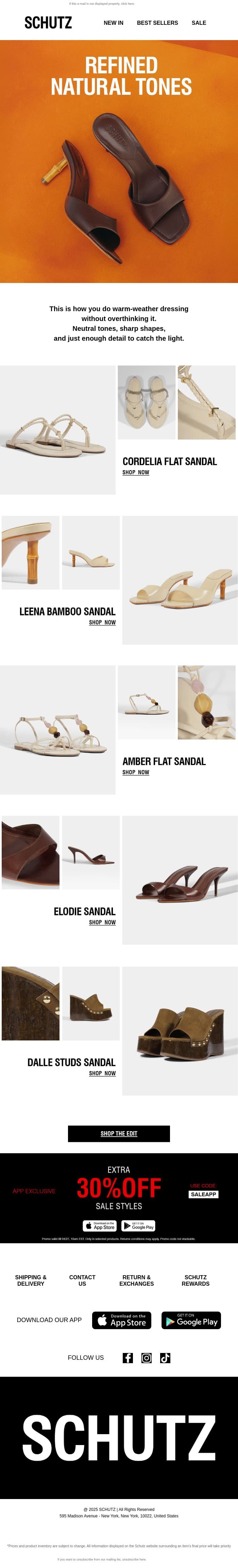 Refined Natural Tones email from Schutz screenshot