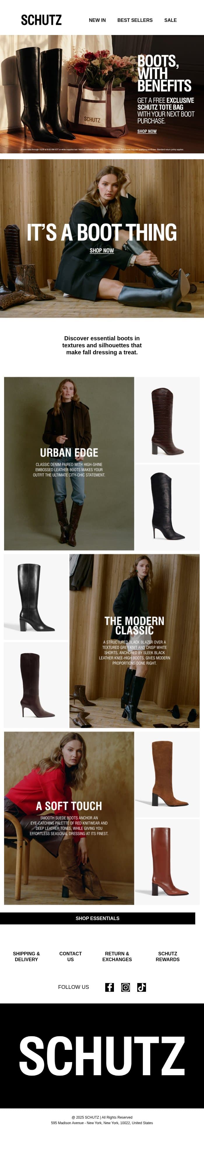 Timeless Boot Styles email from Schutz screenshot