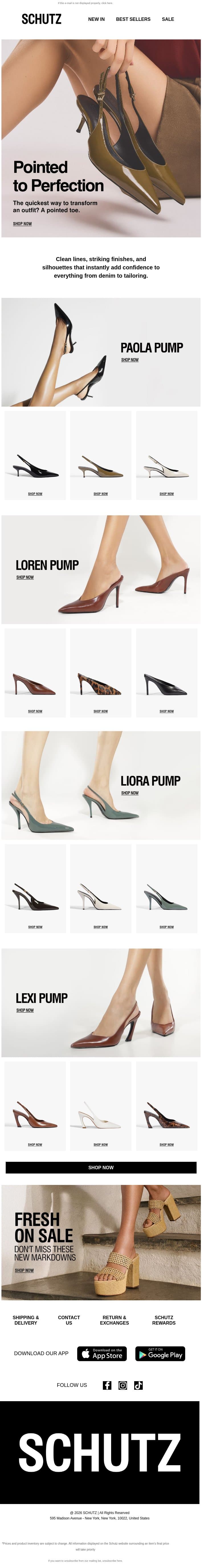 Timeless Pointed-Toe Styles email from Schutz screenshot