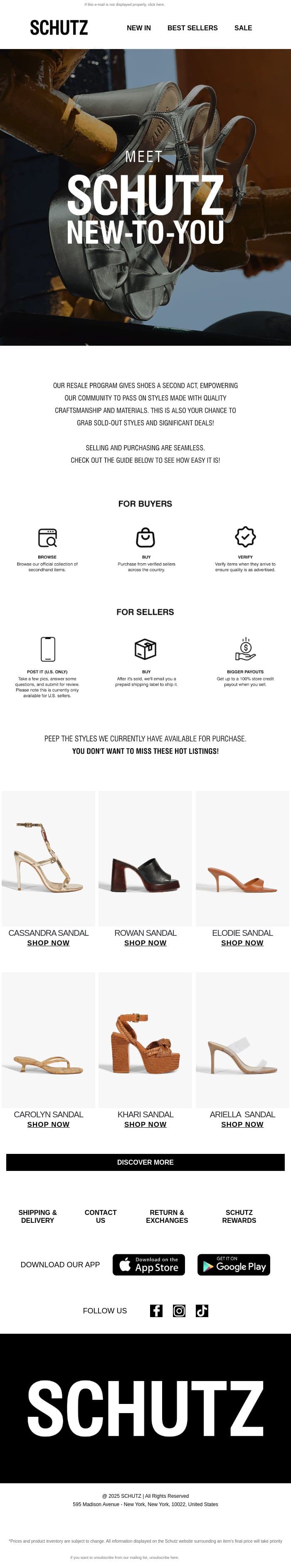 Say Hello to New-to-You email from Schutz screenshot