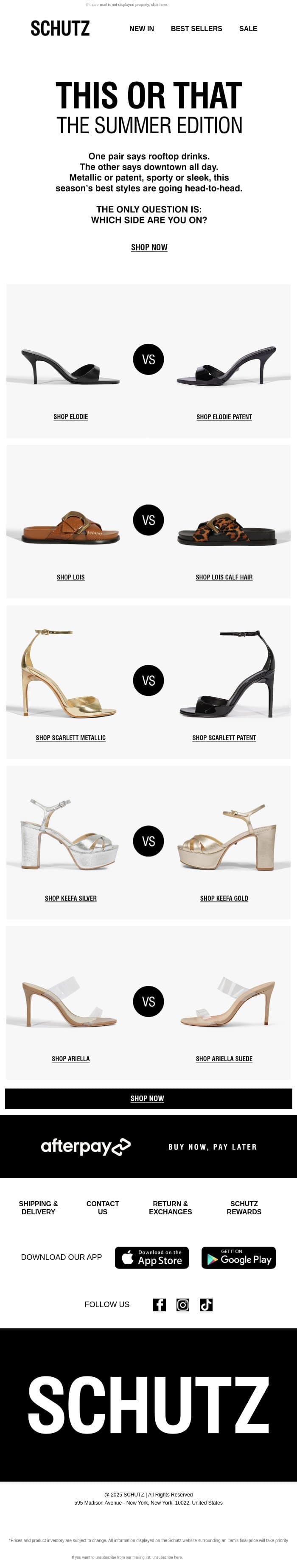 This or That: The Summer Edition email from Schutz screenshot