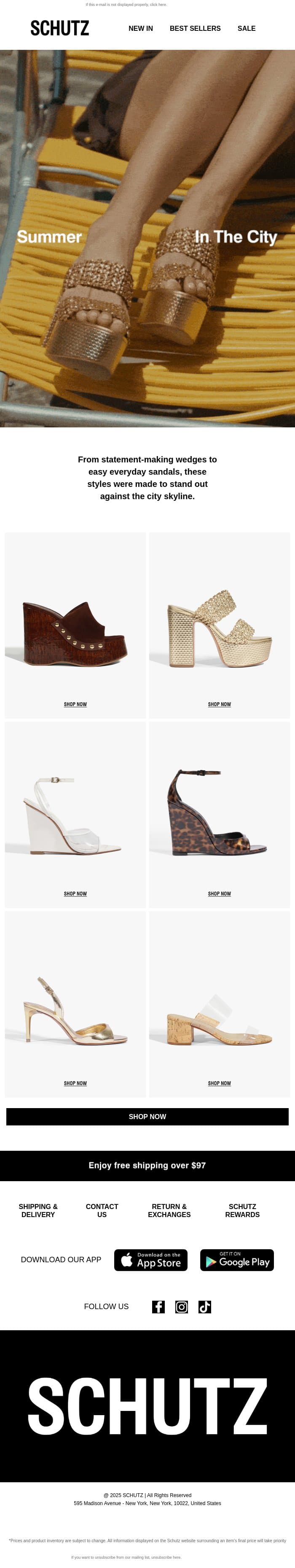 Summer In The City email from Schutz screenshot