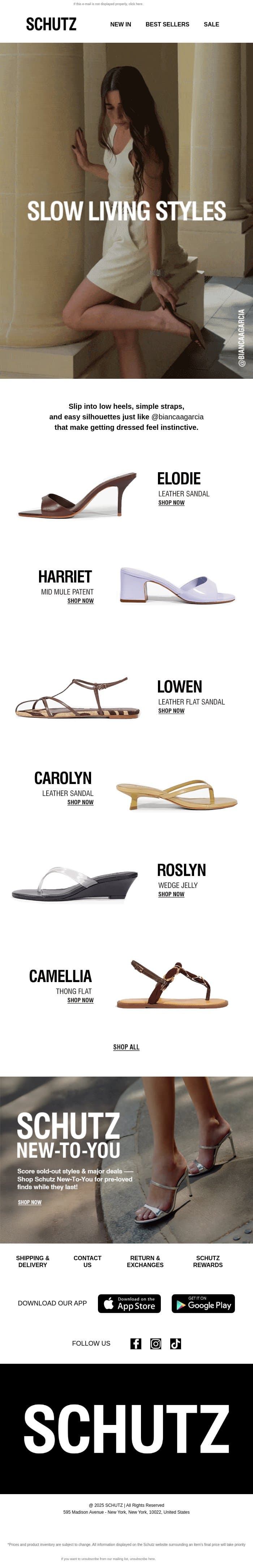 Styles For Slow Living email from Schutz screenshot