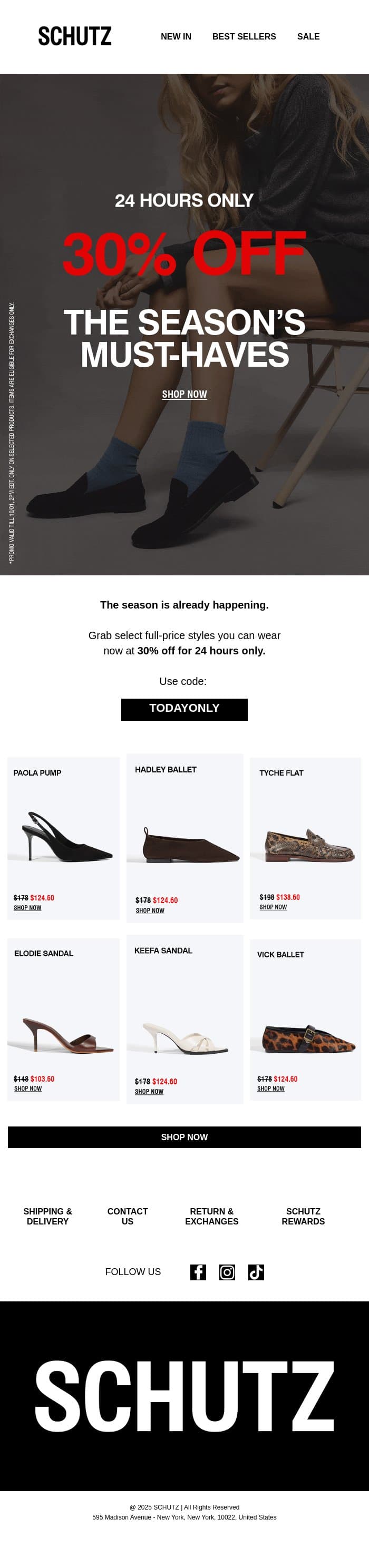 30% off The Season’s Must-Haves email from Schutz screenshot