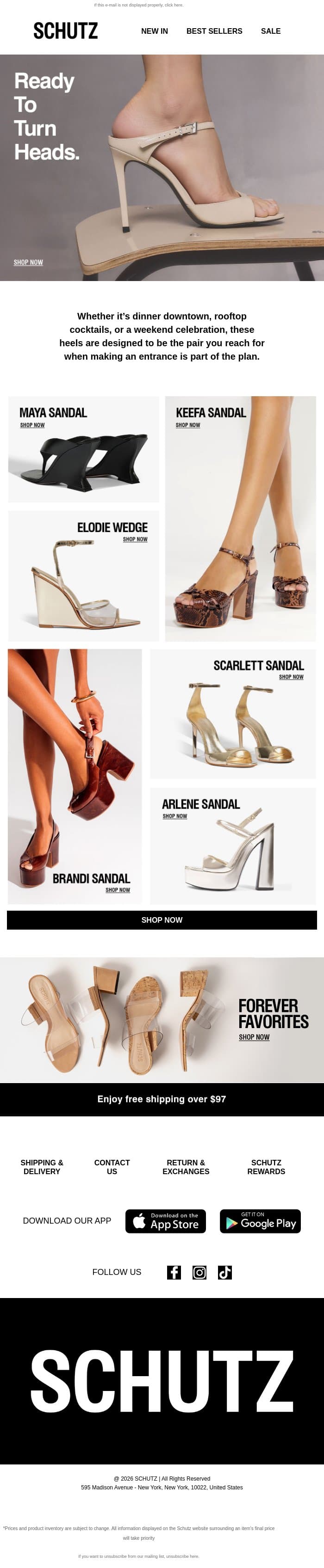 Show-Stopping Heels email from Schutz screenshot